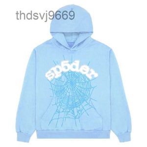 Mens Hoodies Sweatshirts 2023 New Sky Blue Sp5der Hoodie Men Women 1 Hip Hop Young Thug Spider World Wide 555555 Print Pullover Hoody Light GTP1