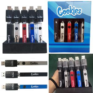 Cookies Backwoods Quad Battery 510 thread 500mAh bottom rechargeable Preheat VV 3.3V-4.2V USB Charger With Display Box 20pcs/pack device kit