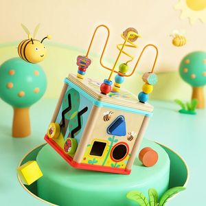 TOP BRIGHT Giardino 5 in 1 Cubo di attività in legno Montessori Giocattoli per bambini per ragazze e ragazzi Giocattoli per bambini Primo regalo di compleanno 231225