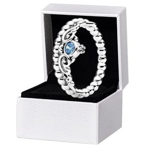 Nuovo anello di tiara blu autentico sterling sterling women gelierry gidone regalo per anelli a corona con set di scatole originali