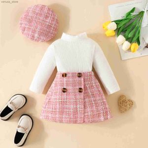 Clothing Sets ma baby 6M-3Y Toddler Infant Newborn Baby Girls Clothes Sets Knit Long Sleeve Tops Plaid Skrits Hat Fall Spring Outfits D05