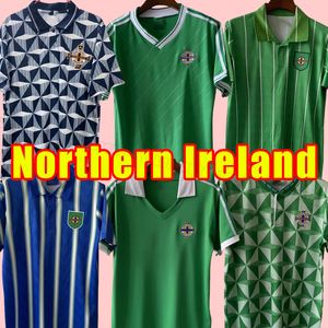 90 91 92 93 Maglie di calcio dell'Irlanda del Nord Retro Mens National Team Home Grey White Away Shirt Uniforms 1988 1994 1979 88 94 79 1990 1991