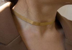 Chokers Simple Weaved Wide Chain Necklace ClaVicle Textured Choker Halsband för kvinnor Vintage Collier Femme Minimalistiska smycken19219758