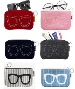 창조적 인 패션 펠트 디자인 화려한 안경 저장 상자 여행 선글라스 주최자 가방 케이스 컴퓨터 메이크업 패키지 파우치 20pc8333886