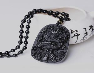 Drop Black Obsidian Dragon Naszyjnik Wisior Jade Wiselant Miłośnicy biżuterii Wispy AMULET2618316