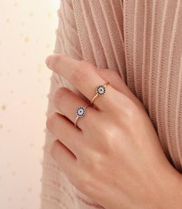 S2385 Evil Eye 925 Silver Ring inlaid Diamond Turklish Blue Eyes Opening Rings2090808