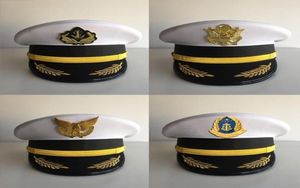 Captain Hat Male Seaman Big Cap Maritime Crew White Navy Sailor Stage Performance Hats Wide Brim4448260