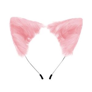 Kawaii plysch rosa kattörar pannband realistiska lurviga fluffiga djur hårband lolita cosplay räv anime kostym hår tillbehör287d