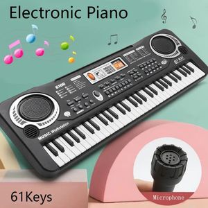 Crianças teclado de piano eletrônico portátil 61 teclas órgão com microfone educação brinquedos instrumento musical presente para criança iniciante 231225