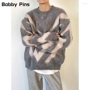 Men's Sweaters Sweater Casual Solid Color Long Sleeve Draped O Neck Patchwork Vintage Light 2023 Autumn Winter Clothing Knitted Pullover