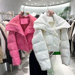 Casacos de Trench das Mulheres 2023 Inverno Mulheres Parka Casaco de Algodão Casaco Curto Retro Solto Branco Casual Roupas de Estudante Quente