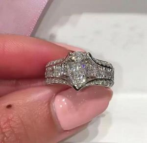 Anéis de casamento Huitan luxo cristal em forma de pêra zircônia cúbica mulheres moda bandas jóias senhora declaração dedo para party8430493