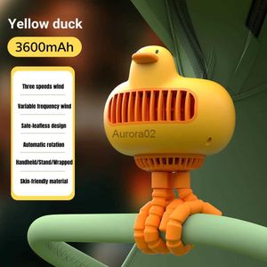 Electric Fans Stroller Fan Blowing Duck Shaking Head Small Fan Mosquito Repellent Usb Portable Folding Rechargeable Electric Fan Outdoor Coole YQ231225