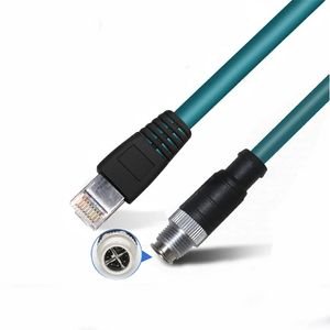 Cabo de rede M12 para RJ45, cabo de detecção de codificação ADX de 4 núcleos e 8 núcleos, câmera industrial Convision, rede de corrente de arrasto altamente flexível