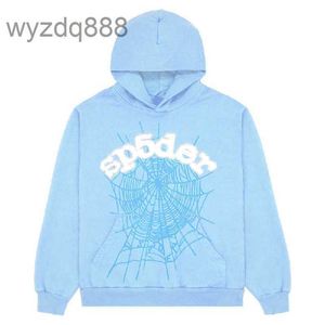 2023 SP5der 555555 Hoodies Herren Womens Engel Nummer Blätterteigdruck Grafik Spinnen Web Sweatshirts Streetwear Top Kleidung Hellblau 9J33