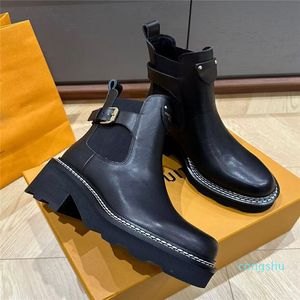 겨울 럭셔리 여성 Beaubourg Martin Boots Black Brown Calfskin Leather Platfer Sole Comabt Boot Lady Comfort Booties 우아한 걷기 EU35-43 오리지널 박스
