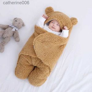 Sleeping Bags Newborn Baby Sleeping Bags Soft Baby Wrap Blankets Bedding Envelope For Newborn Winter Thicken Fleece Infant Sleepsack 0-3 MonthL231225