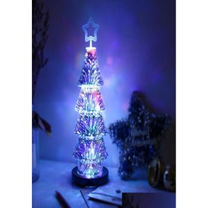 Dekoracje świąteczne 3D efekt Fajerwerki LED LED Tree Tree Table Lampa USB Dekoracja prezentacji dla domu Tree5674503 Drop dostawa DH6Y7