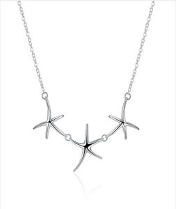 Plated sterling silver necklace 18 inches Three starfish pendant necklace DHSN124 925 silver plate Pendant Necklaces jewelry5325455