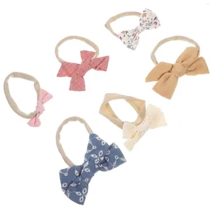 BANDANAS 6 PCS Baby Girl Bow Head Bandas Acessórios para Bandas da cabeça Girls Hair Pure Cotton Bows