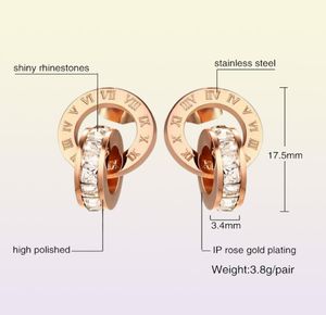 Dingle ljuskrona vintage romerska siffror släpp örhängen för kvinnor zirkon örna rosguld färg bröllop juvelrydangle3751527