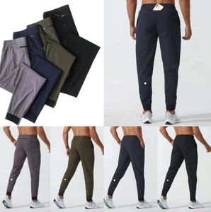 Lu Womens Men's Jogger Long Pants Sport Yoga Outfitクイックドライドローストリングジムポケットスウェットパンツズボンメンズカジュアルエラスティックウエストフィットネス852