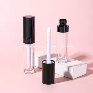 Speicherflaschen 10pcs transparente Lipglossröhrchen mit schwarzem weißen Deckel leerer Glasur 8ml Farbe großer Zauberstab Pinsel