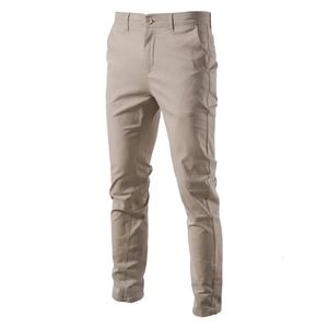 Айопесон повседневные хлопковые брюки с твердым цветом Slim Fit Men's Pants Spring осень высококачественные классические бизнес -брюки мужчины 231222