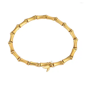 Strand Fine Brass Bamboo Joint Bracelets Chinese Luxury Lucky Jewelry Couple Golden Bracelet For Women Charm Bangles Fashion Party Gift