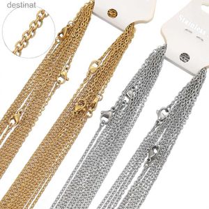 Perlen Halsketten 10pcs 50 cm 2mm Goldfarbe Edelstahl -Stahl -Gliedketten Halsketten Mode Schmuck Kubanische Ketten Großhandel Kette DIY Crafts SuppliesL231225