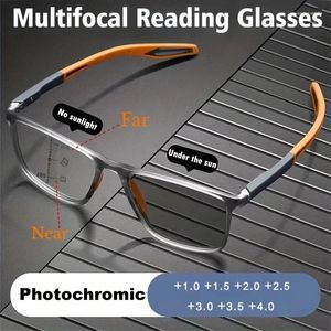 Solglasögon Pochromic TR90 Anti-Blue Light Multifocal Reading Glasses Progressive Near Far Eyewear Men Women Sports Eyeglasses
