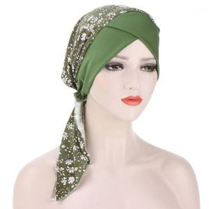 Halsdukar tryck inre hijabs cap cancer kemo turban hatt kvinnor muslimsk bomull huvudbonka arab wrap huvud halsduk hår tillbehör2274215