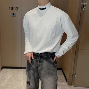 メンズTシャツ秋の冬暖かい両面ベルベットTシャツの男性ゆるい半分の首アンダーレイシャツソリッドロングスリーブTシャツトップ