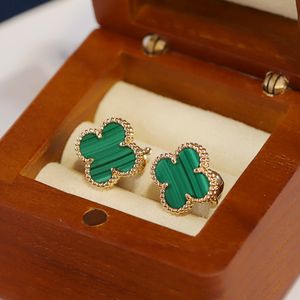 Brincos verdes vintage de 4 folhas trevo van cleef de qualidade 5A - moda em prata madrepérola, ágata banhada a ouro 18K para casamento feminino