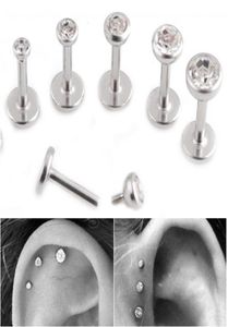 Gem Dudak Saplama Lage Helix Tragus Clear Crystal Ear Labret Piercing Küpe Çubuğu Dahili Dişli 16g Elmas Dudak Yüzüğü Lot Çelik 7486536