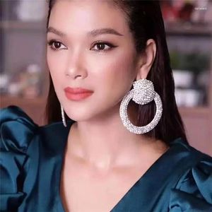 Dangle Earrings Women's Fashion Shiny Rhinestone Large Ring Hanging Jewelry Maxi Evening Dress Statement Earring Accessories Are