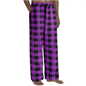 Mäns Sleepwear Home Wear Straght Casual Business Pants Cotton Soft Men jogger Sweatpants Plaid Pajama Lounging 2024