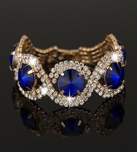 Bohemia kadın kraliyet mavi mücevher seti altın rhinestone bilezik çatal ayar moda takı tüm perakende bağlantı zinciri8481330