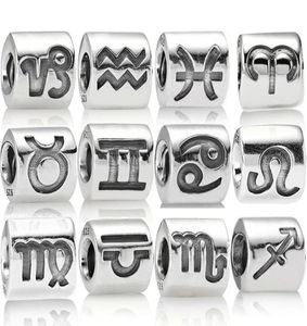 Memnon smycken 925 sterling silver12 konstellation bokstäver charms pärlor passar p stil armband diy för kvinnor gåva4428582