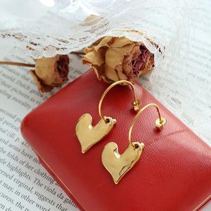 Dangle Earrings Style Fashion Jewelry 316L Stainless Steel 18k Gold Plated Heart Drop Hoop For Girl