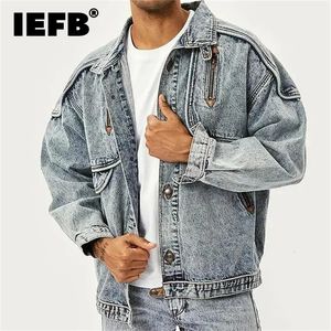 IEFB Jaquetas Masculinas Slim Sólido Casual Jean Casaco Moda Gola Vintage High Street Outwears 12A5983 231225