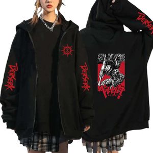 Zipper Jackets Anime Guts Sweatshirts Berserk Hoodie Haruku Fleece Hiphop Streetwear Women Oversized Coat Men Clothing