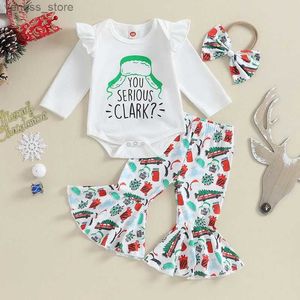 Clothing Sets 0-12M Newborn Baby Girls Clothes Christmas Outfits Ruffle Long Sleeve Romper with Pants Headband Set