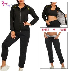 Kurtki Sexywg Sauna Suit for Women Loss -Shaving Kurtka Legginsy Pocenie się Zestaw Fat Burner Tops Species Sportwear Body Shaper Running Gym