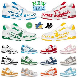 Designer flat sneaker trainer casual shoes denim canvas leather white green red blue letter fashion platform mens womens low trainers sneakers 36-45 for cheap price