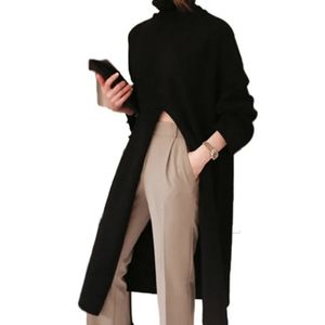 2 färger Autumn Winter Long Sweater Dress Female Long Sleeve Loose Sticked Long Dress Womens BodyCon Robe Female N0054 231225