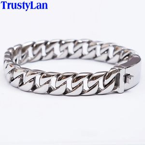 12MM Curb Chain On Hand Jewellery Polished Brushed 316L Stainless Steel Man Bracelet For Men Classic Mens Bracelets Male Strap 231225