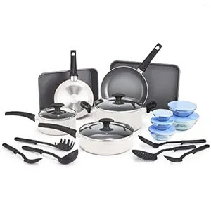 Cookware Sets Nonstick Set With Glass Lids - Aluminum Bakeware Pots And Pans Storage Bowls & Utensils