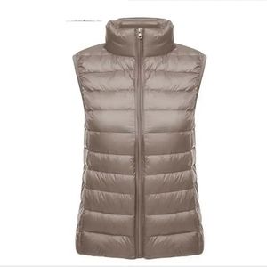 Kurtki zimowa kurtka kobiety 2021 Ultra Light Down Jacket White Duck Down Vest Kobiet zamek błyskawiczny wąski wiatroodporny ciepły kamizelka AC413