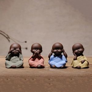 Mini Monk Purplue Sand Tea Pet Decoration Boutique Creative Little Monk Ceramic Tea Ceremony Mer Meat Flower Pot Decoration Kit 231225